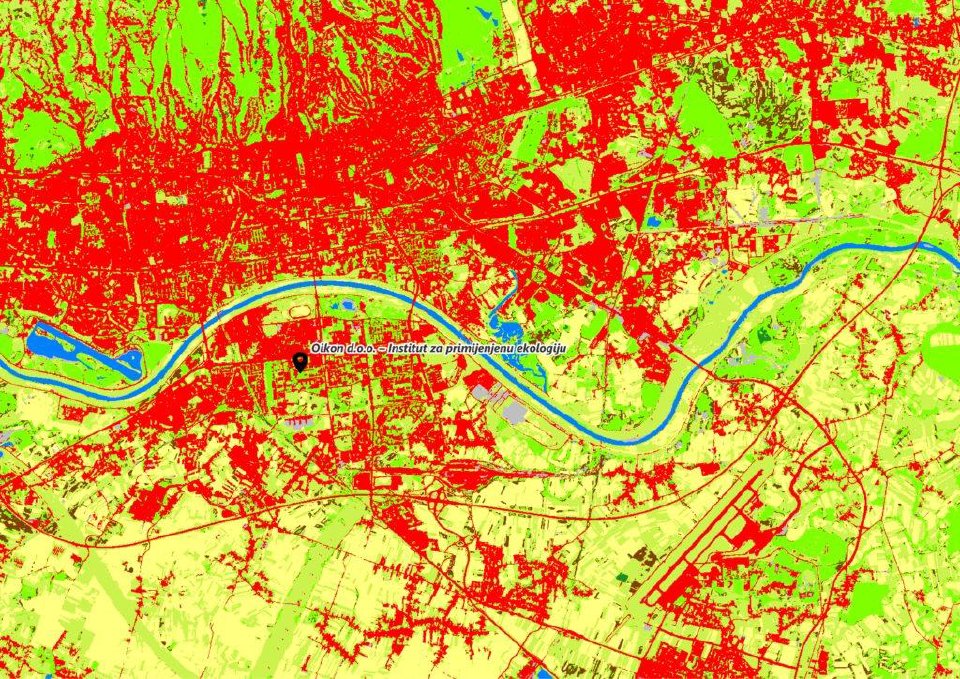 Detailed land cover classification of an urban area and river