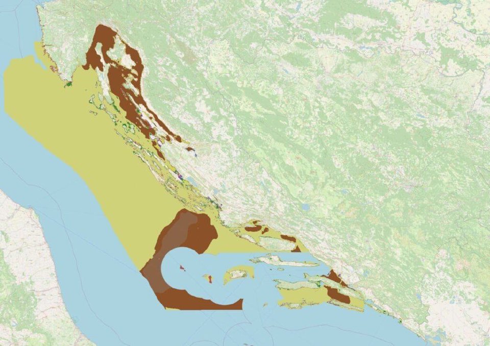 Overview map of the Croatian Adriatic coast with the mapping area